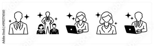 A set of 5 mix icons as businessman, leadership, business woman