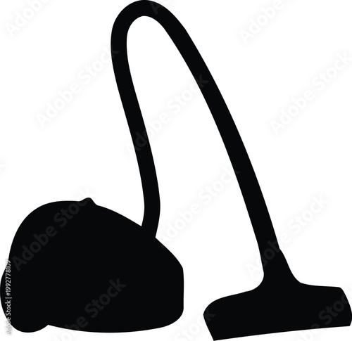 Vacuum cleaner silhouette, cleaning appliance icon, symbolizing housework and household chores for domestic hygiene and tidiness