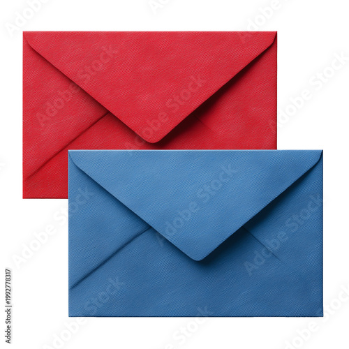 Two colorful envelopes  background isolated on transparent background