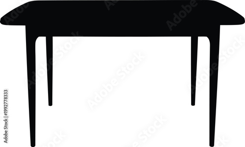 Minimalist silhouette of four legged table on transparent background, elegant home furniture design, simple clean graphic