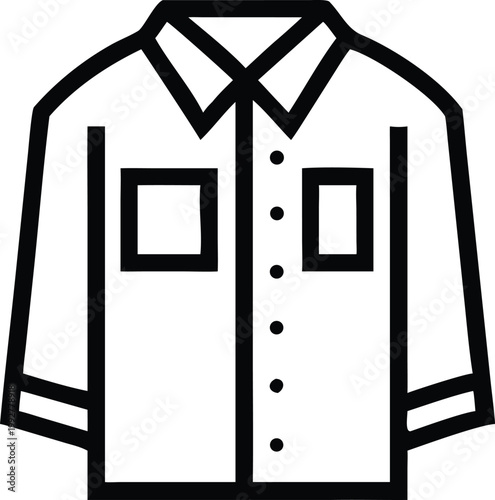 Practical Long Sleeve Button Up Shirt Icon with Pockets for Uniforms or Everyday Wear