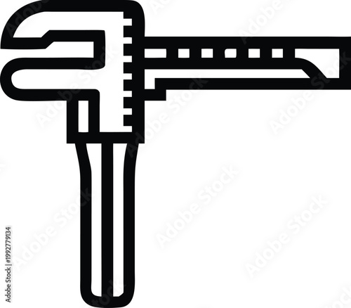 Precision caliper measuring tool icon for accurate engineering and detailed mechanical inspections