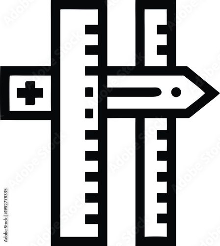 Precision linear measuring tool with adjustable caliper for accurate dimensional assessment