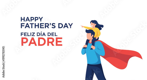 Father's Day, Happy Father's Day, Cartoon Dad, Superhero Dad, Vector Illustration