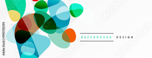 Abstract colorful circles overlap white space. Modern design element for backgrounds, banners, presentations. Simple, vibrant composition.