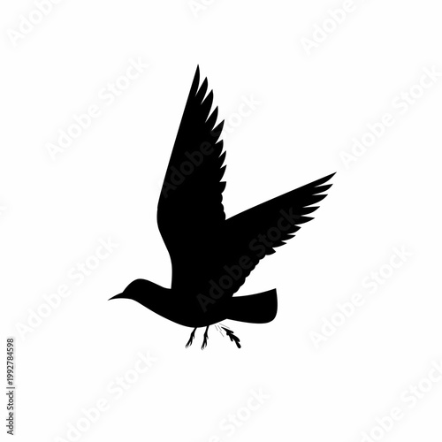 Seagull defecating vector. Concept design of a bird defecating while flying. Isolated on a white background.