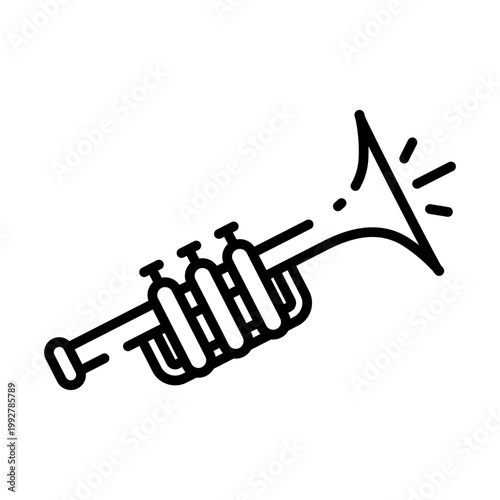 Mariachi Trumpet Musical Instrument Line Icon Vector Illustration