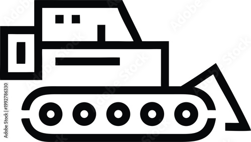 Powerful industrial bulldozer machine outline for heavy construction and land development projects