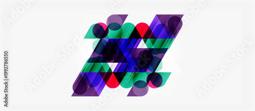 Abstract design featuring overlapping translucent circles, creating dynamic visual texture. Colors include purple, green, blue hues.
