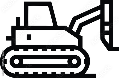 Powerful Tracked Excavator Icon for Digging and Earthmoving Construction Tasks
