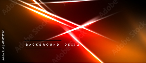 Abstract red, orange lines intersect. Dark background creates dynamic visual effect. Text reads background design. Simple, modern aesthetic.