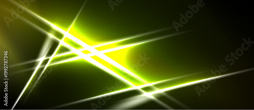 Bright yellow lines intersect dark background. Abstract energy radiates from central point, creating dynamic visual effect.