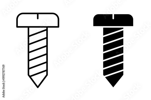 Set of screw icon on white background.