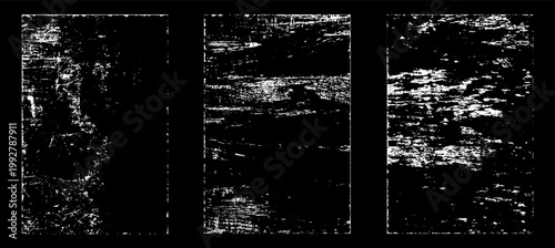 Grunge worn paper effect. Overlay texture stamps with old paper. Stamps distress grain surface dust and rough background concept. Illustration place over object to create grunge effect. Vector EPS10.
