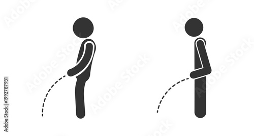 Urination icon. Public hygiene warning sign, Isolated urination prohibition silhouette.