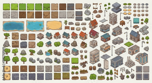 Isometric Game Assets Collection for Building Worlds.