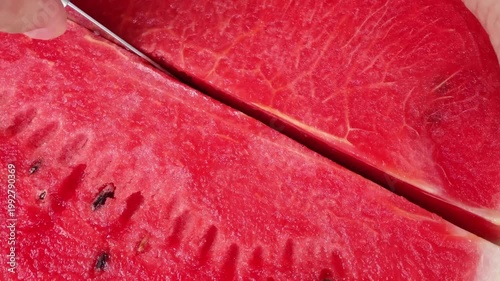 Fresh watermelon cut in half.A refreshing fruit.