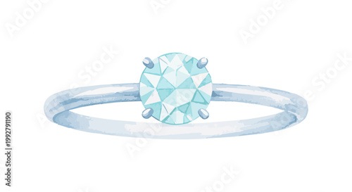 фотографія Watercolor illustration of a sparkling diamond engagement ring.