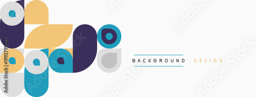 Abstract geometric shapes, circles, squares, rectangles. Pastel colors dominate design, creating modern aesthetic. Minimalist style.