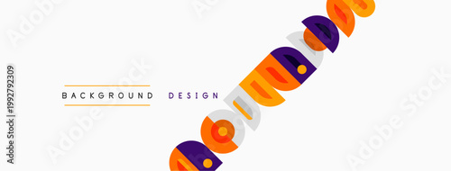 Minimalist design features colorful geometric shapes, text background design, simple composition. Clean aesthetic, modern style.