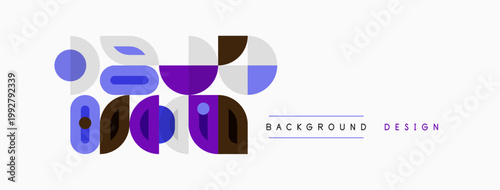 Abstract geometric shapes, purple, brown, blue hues. Minimalist design, clean lines, modern aesthetic. Background element for projects.