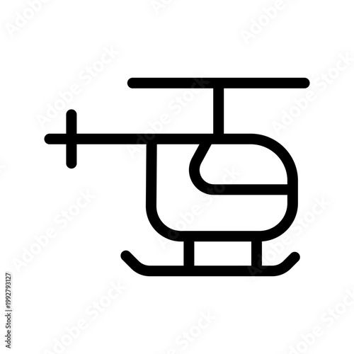 Modern helicopter icon clean aerial vehicle, air transport and rescue aviation concept visual