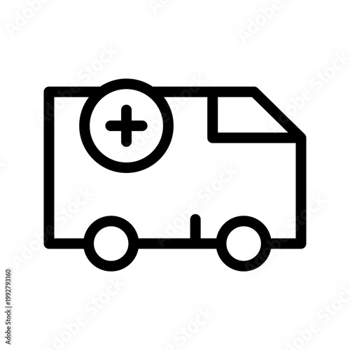 Modern ambulance icon emergency medical vehicle, urgent healthcare response and rescue transport concept visual