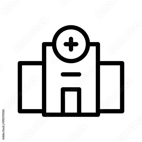 Hospital building icon modern healthcare facility, medical center and emergency care concept visual