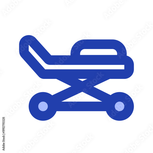 stretcher blue icon perfect for healthcare flyers, medical presentations, hospital brochures, health awareness posters, and wellness social media content