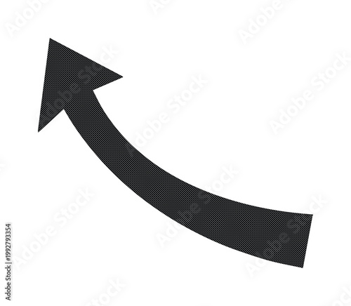 上向きに湾曲した黒い矢印のベクターイラスト、成長や進歩を示すシンプルなアイコン、ウェブサイトやプレゼンテーションに最適な方向性シンボル