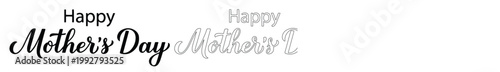 母の日おめでとう、エレガントな筆記体と手書き風のグリーティングテキスト、白背景のベクターイラスト、感謝を伝えるデザイン素材