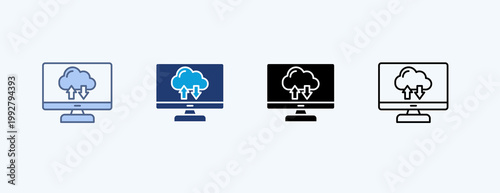 Cloud Computing Multiple Icon Illustration Vector