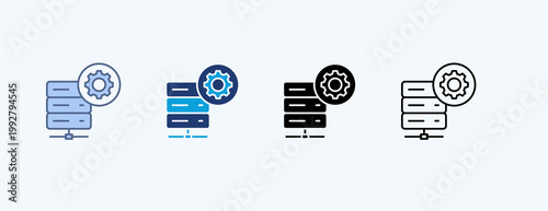 Dedicated Server Multiple Icon Illustration Vector