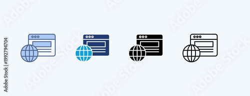 Domain Hosting Multiple Icon Illustration Vector