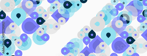 Abstract pattern features overlapping circles. Shades include blues, purples, whites creating dynamic visual texture. Simple geometric design.