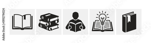 Education and Reading Book Icons Set