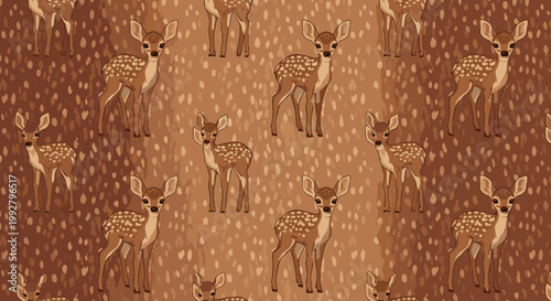 A serene illustration of a deer fawn nestled amongst leaves, conveying peace and vulnerability. Ideal for children's content, nature-themed designs, o