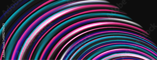 Abstract concentric lines, vibrant colors, pinks, teals, whites. Modern design, smooth gradients, dynamic composition. Minimalist aesthetic.