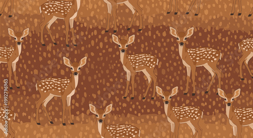 A charming, illustrated pattern featuring deer silhouettes. Perfect for backgrounds, textiles, or adding a natural, whimsical touch to design projects