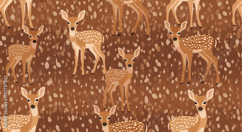 A serene illustration of a young deer resting among trees, perfect for illustrating themes of nature, wildlife, or peaceful moments. Ideal for childre