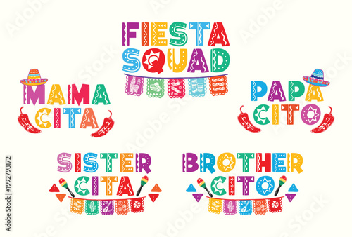 Fiesta Squad Family Matching Design Set for Party Celebration Apparel