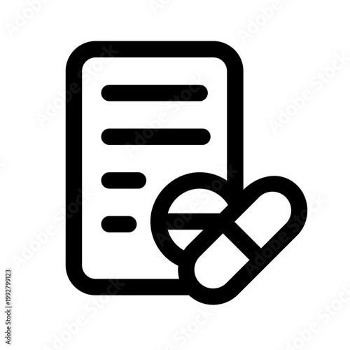 medicine recipe line icon perfect for healthcare flyers, medical presentations, hospital brochures, health awareness posters, and wellness social media content