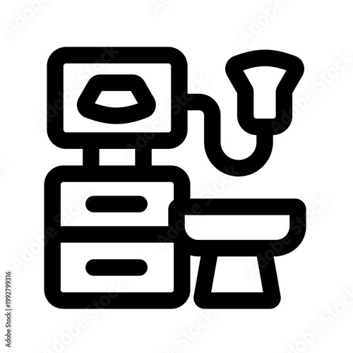 ultrasound machine line icon perfect for healthcare flyers, medical presentations, hospital brochures, health awareness posters, and wellness social media content