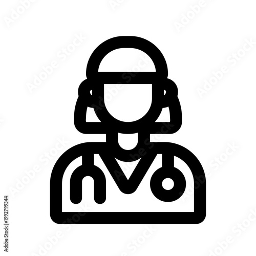 women doctor line icon perfect for healthcare flyers, medical presentations, hospital brochures, health awareness posters, and wellness social media content