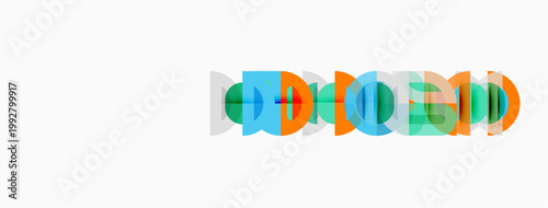 Colorful overlapping circles form abstract design. Minimalist aesthetic, simple shapes, clean lines present modern visual.