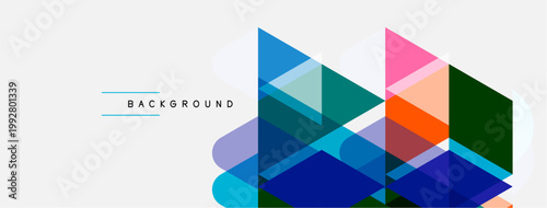 Abstract geometric shapes overlap, creating colorful design. Minimalist style with light background. Modern aesthetic.