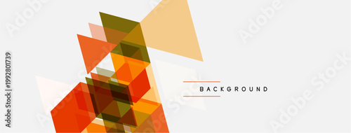 Abstract geometric shapes overlap, creating dynamic composition. Warm colors dominate neutral backdrop. Minimalist design suggests modern aesthetic.