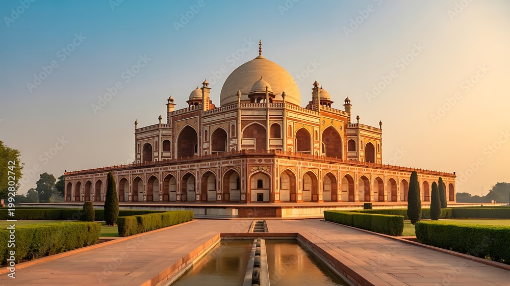 Naklejka premium Humayun's Tomb in New Delhi, India. It is the tomb of Mughal Emperor Mirza Nasir al-Din Muhammad, commonly known as Humayun.