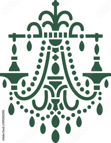Elegant Chandelier Silhouette in Vintage Decorative Style