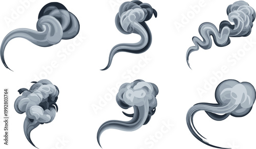 Smoke Cloud Effect Set Abstract Vapor Fog Swirl Mist Illustration Collection
